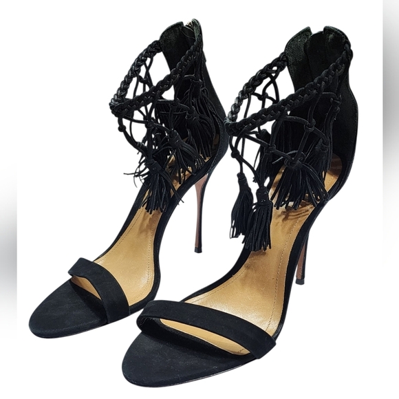 SCHUTZ Fringe Suede Tassel Heels Womens Size 10B - Picture 4 of 10